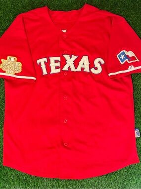 2011 Majestic MLB Texas Rangers Nelson Cruz #17 World Series Red Jersey Mens XL